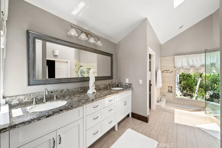 Vanity view into bath