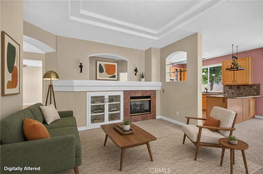Living area, virtually staged
