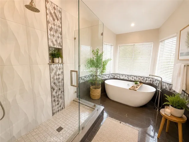 Primary Full bathroom-  Digitally staged photo
