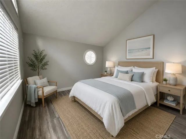 Upstairs Guest Bedroom #2.  Digitally staged photo