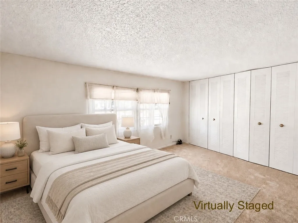 Virtually staged primary bedroom.