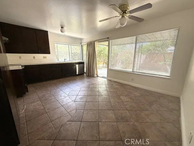 kitchen with sliding door leads to backyard