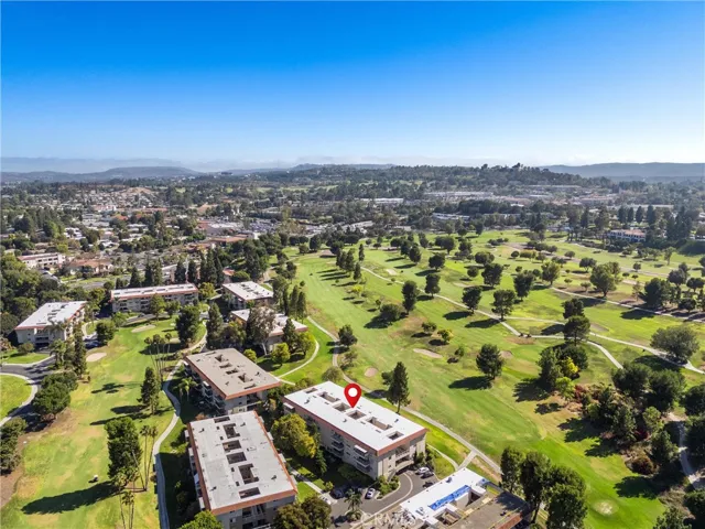 Aerial view of the surrounding community