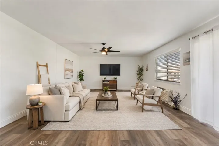 Expansive living room virtually staged
