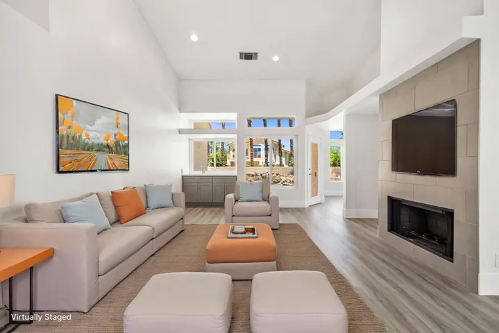 living room stagged with AI