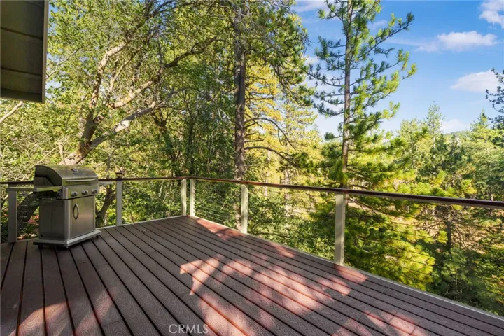 Deck off main floor with beautiful tree views.