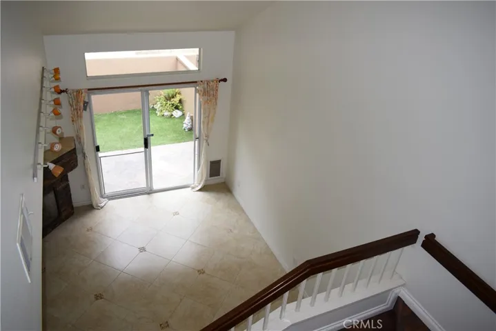 Looking down to living room
