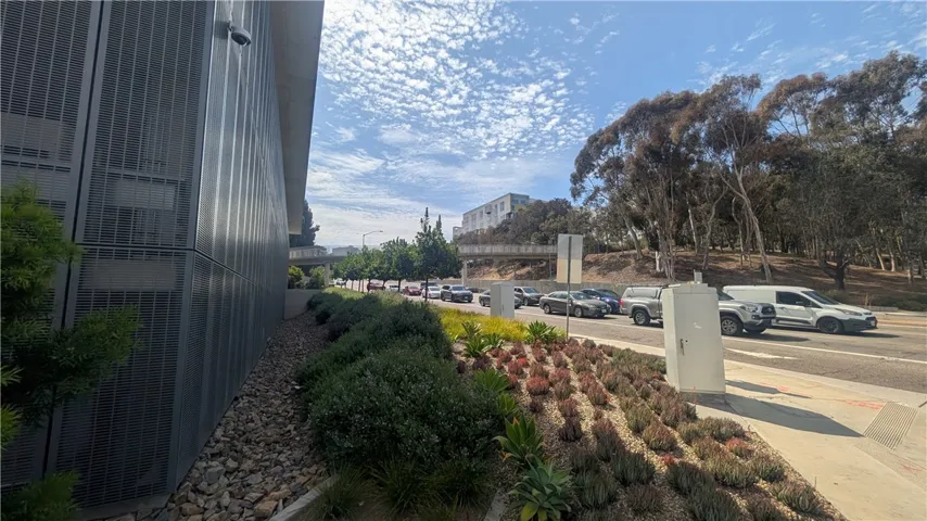 Just a few blocks to the Pedestrian bridge across La Jolla Village Drive and into UCSD Campus.
