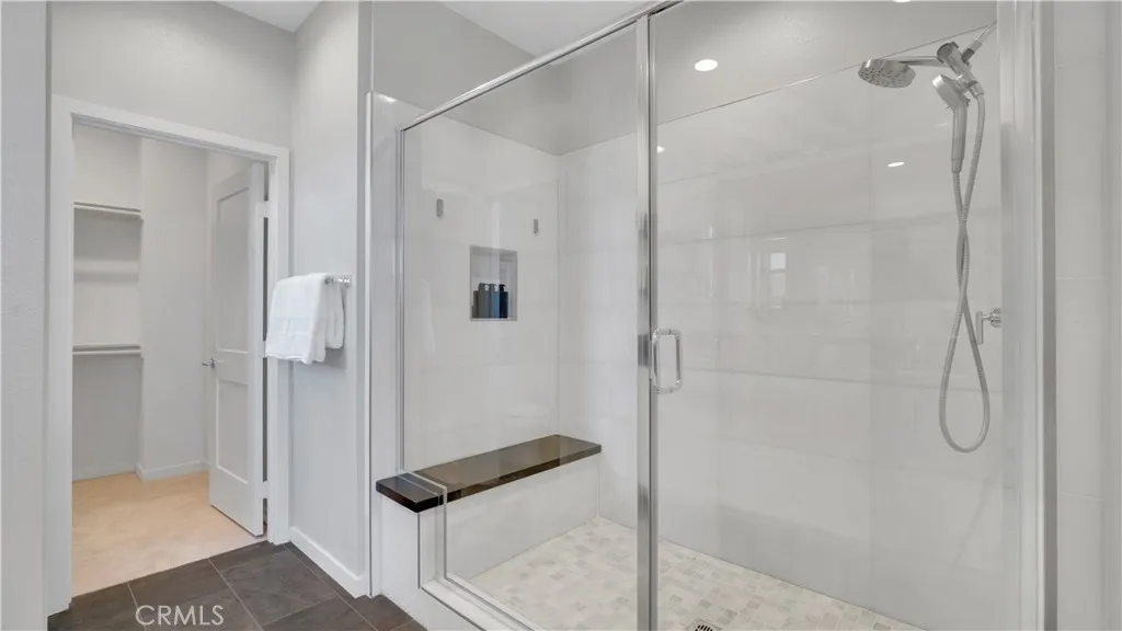 Primary Bath - Large Marble Tiled Shower with Bench