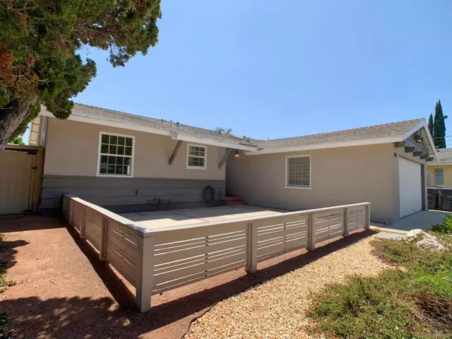 Patio area in the front of the home