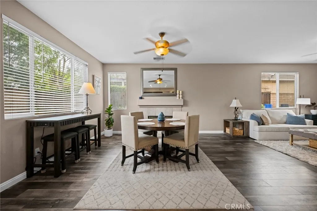View from the kitchen into the open dining and living area, ideal for entertaining.