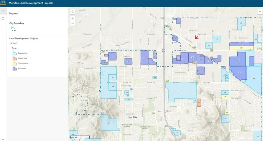 Menifee Land Development Projects near the property