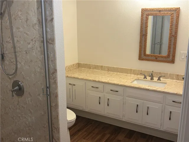 Updated shower and vanity top.