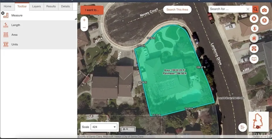 Santa Clara Map Lot size