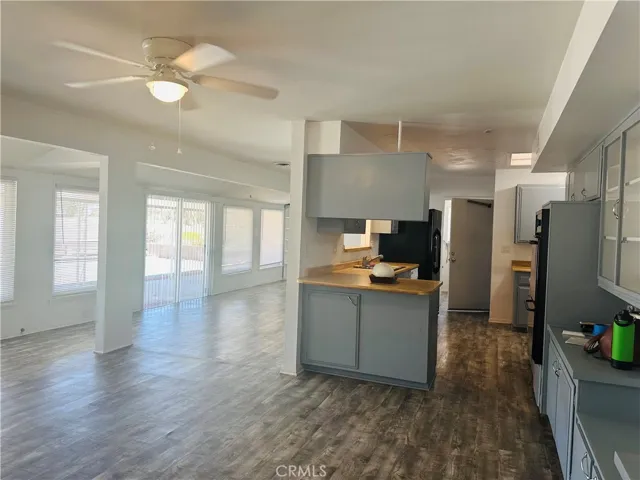 View of the kitchen with the expansive room addition.