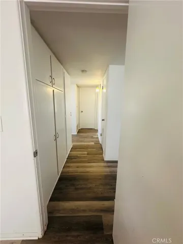 Long hallway with plenty of storage.