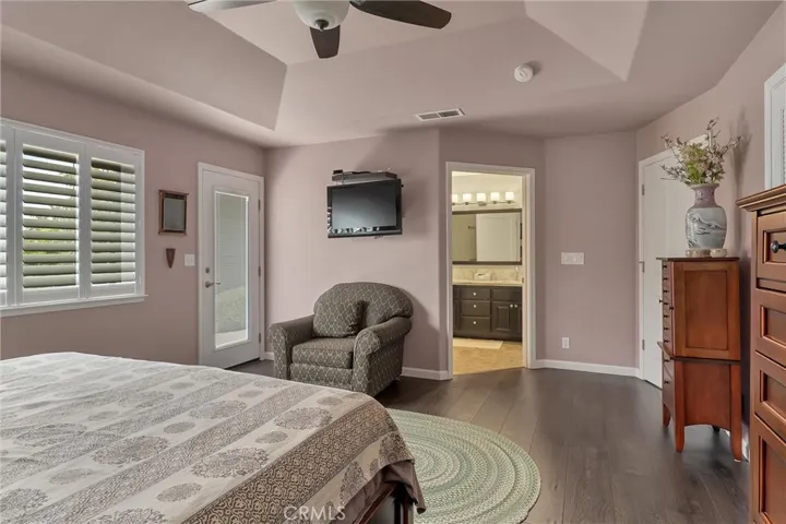 French door and bath entry  from primary bedroom