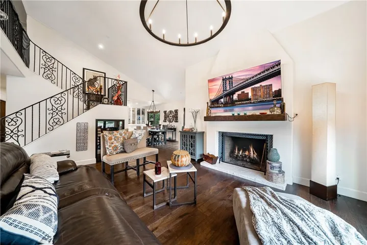 Living room with high volume ceilings!