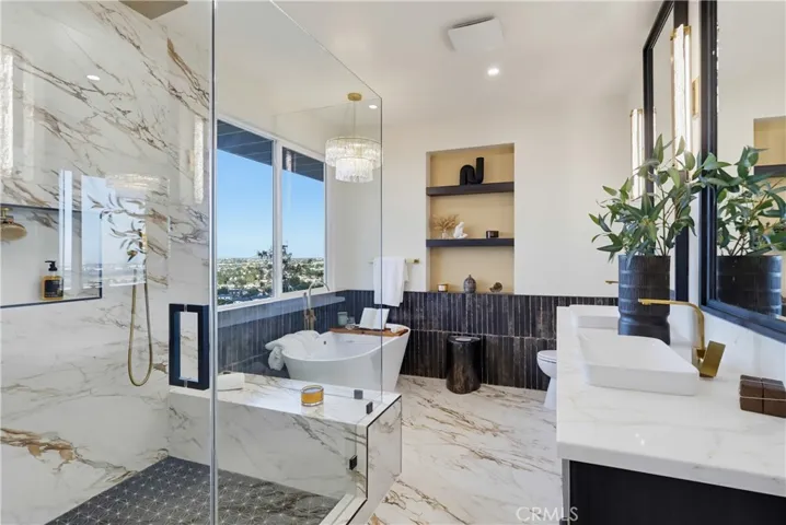 Primary suite bathroom with view