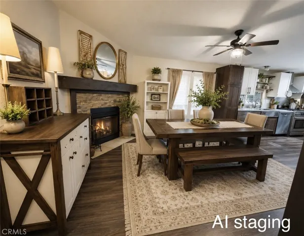 dining room fire place
