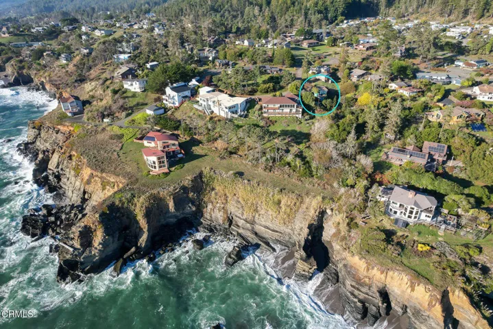 house circled drone view north