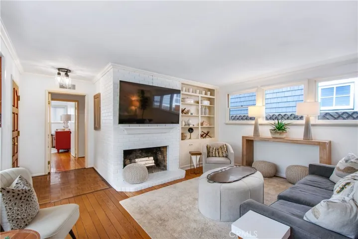 Living area with fireplace