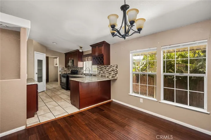 Dining area looking into kitchen
