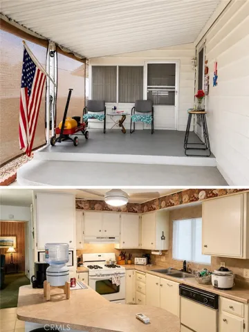 Front Porch and Kitchen with Island