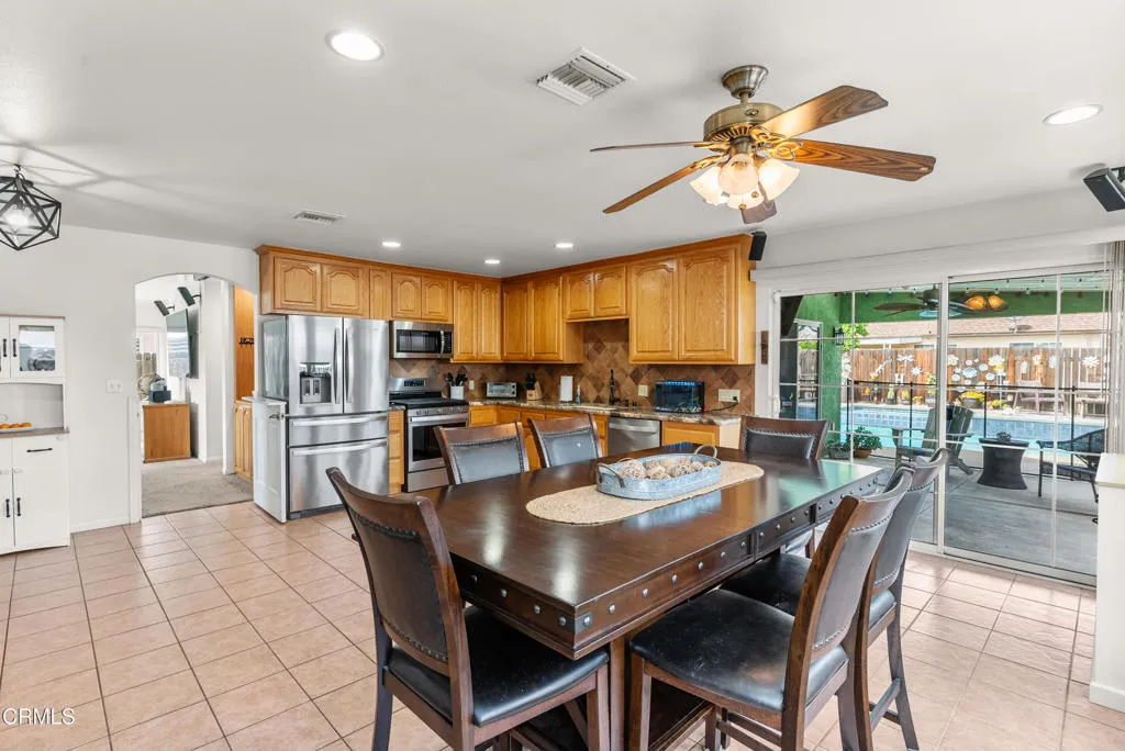 Dining Room Open to Patio