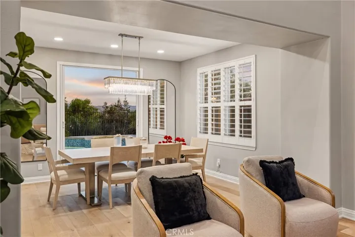 Open dining area overlooking the backyard