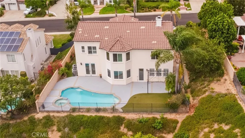 Rear aerial view of the property