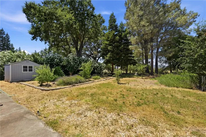 Yard has garden area and shed.