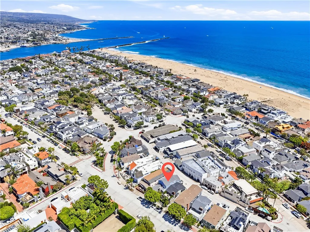 Aerial view showing beach and wedge