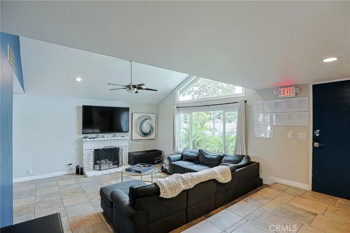 Living room with fireplace