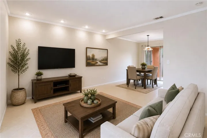 Virtually staged, main living area