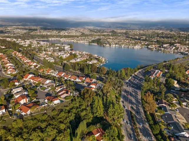 Aerial view of Lake Mission Viejo, one of the area’s most recognizable lifestyle amenities.