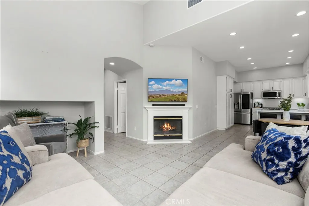 Fireplace with mantel and the perfect TV wall