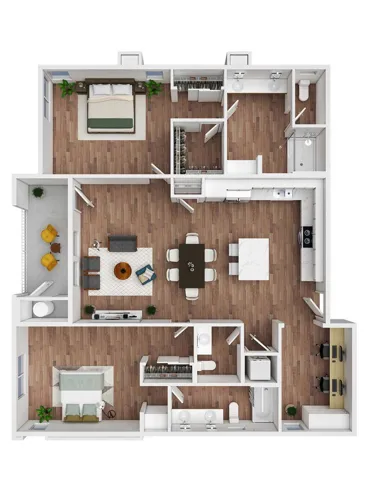 FLOOR PLAN 2B - 2 BED 2.5 BATH + OFFICE
