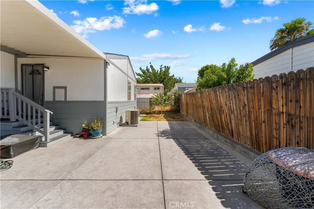 Back yard with awning