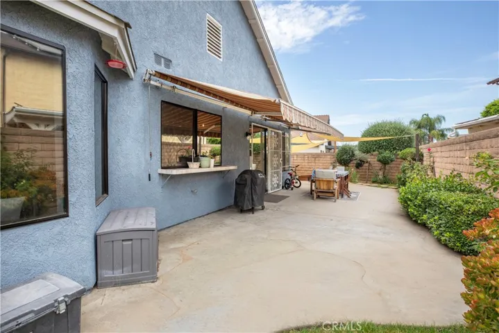 Backyard with fruit tree.