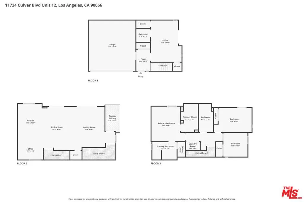 Floor plan of 3 floors