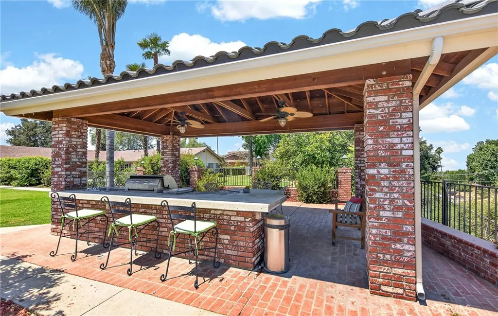 View of gazebo from the edge of the pool