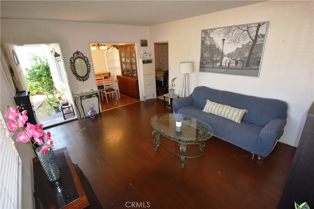 Living room has hardwood floors