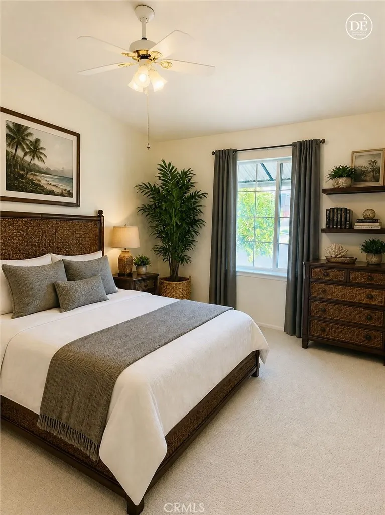 Guest bedroom has a lot of light and is a good size to be comfortable.