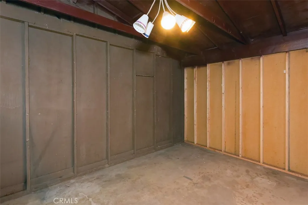 Interior of enclosed carport