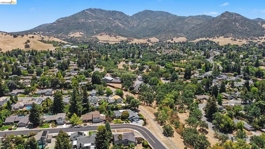 Expansive residential area featuring numerous homes nestled among mature trees