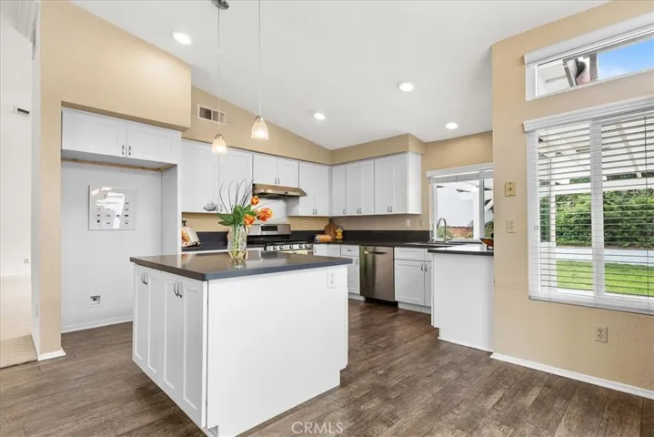 Large kitchen with natural lighting