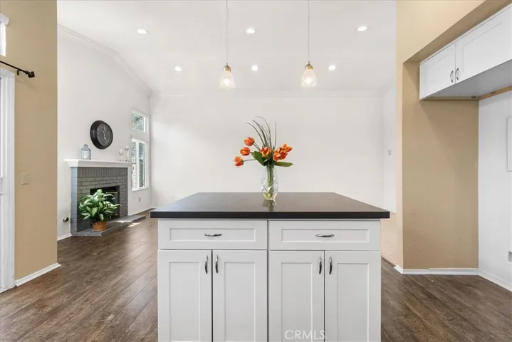 View from kitchen towards family area