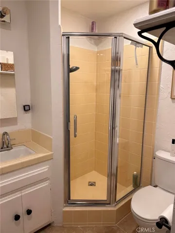 Bathroom has newer shower.