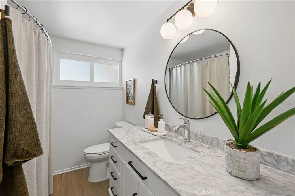 Guest bathroom with marble countertop